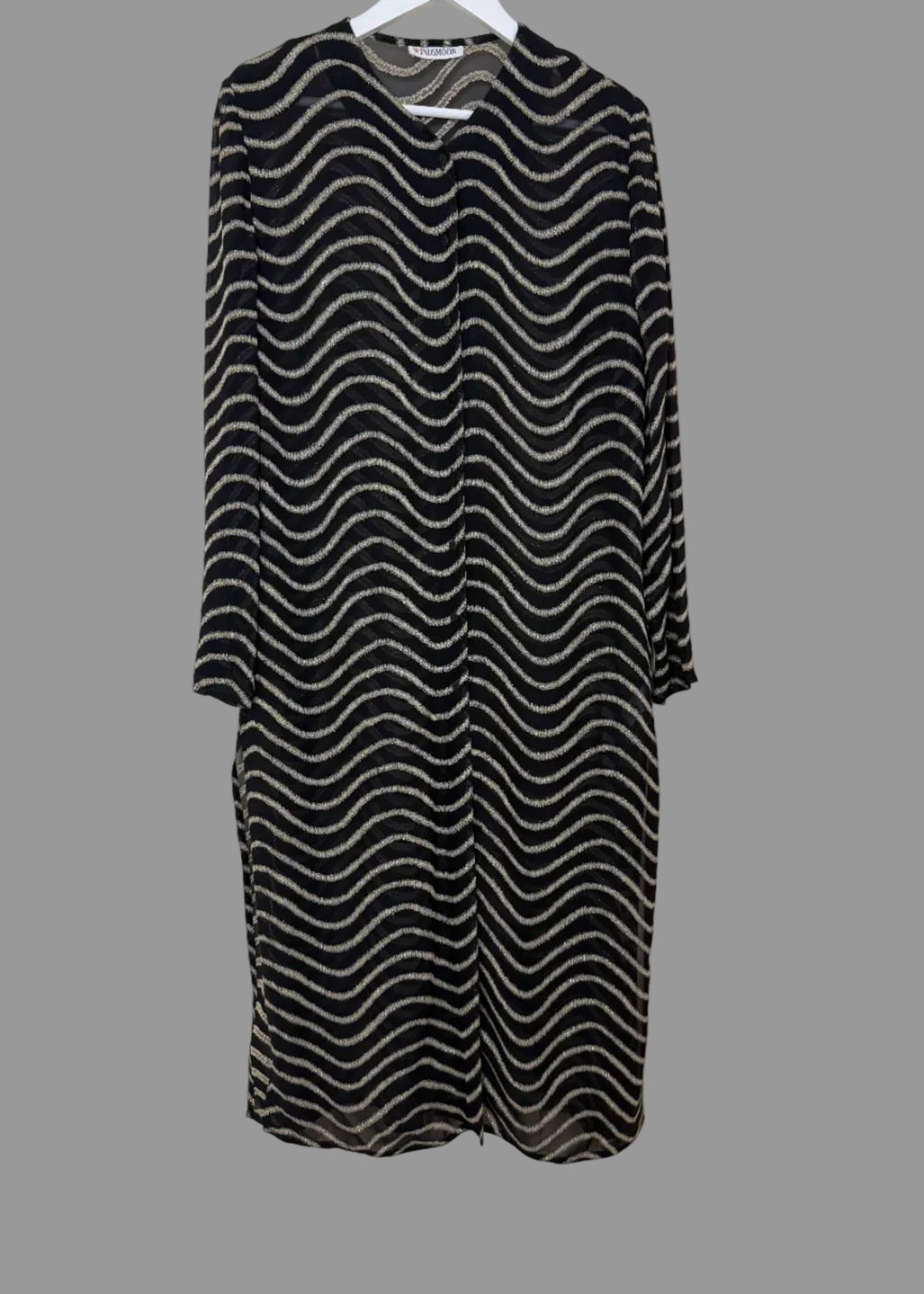 Windsmoor Black Gold Metallic Sheer Duster Jacket UK14