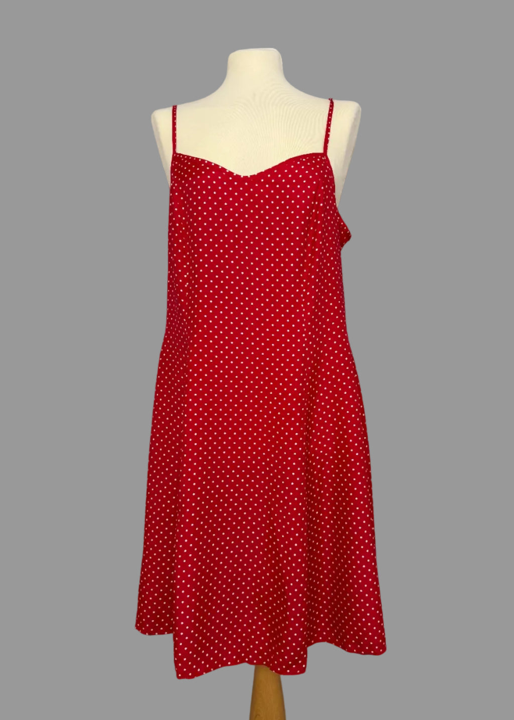 Vintage St Michael Red Polka Dot Slip Dress UK16 90s Made In UK