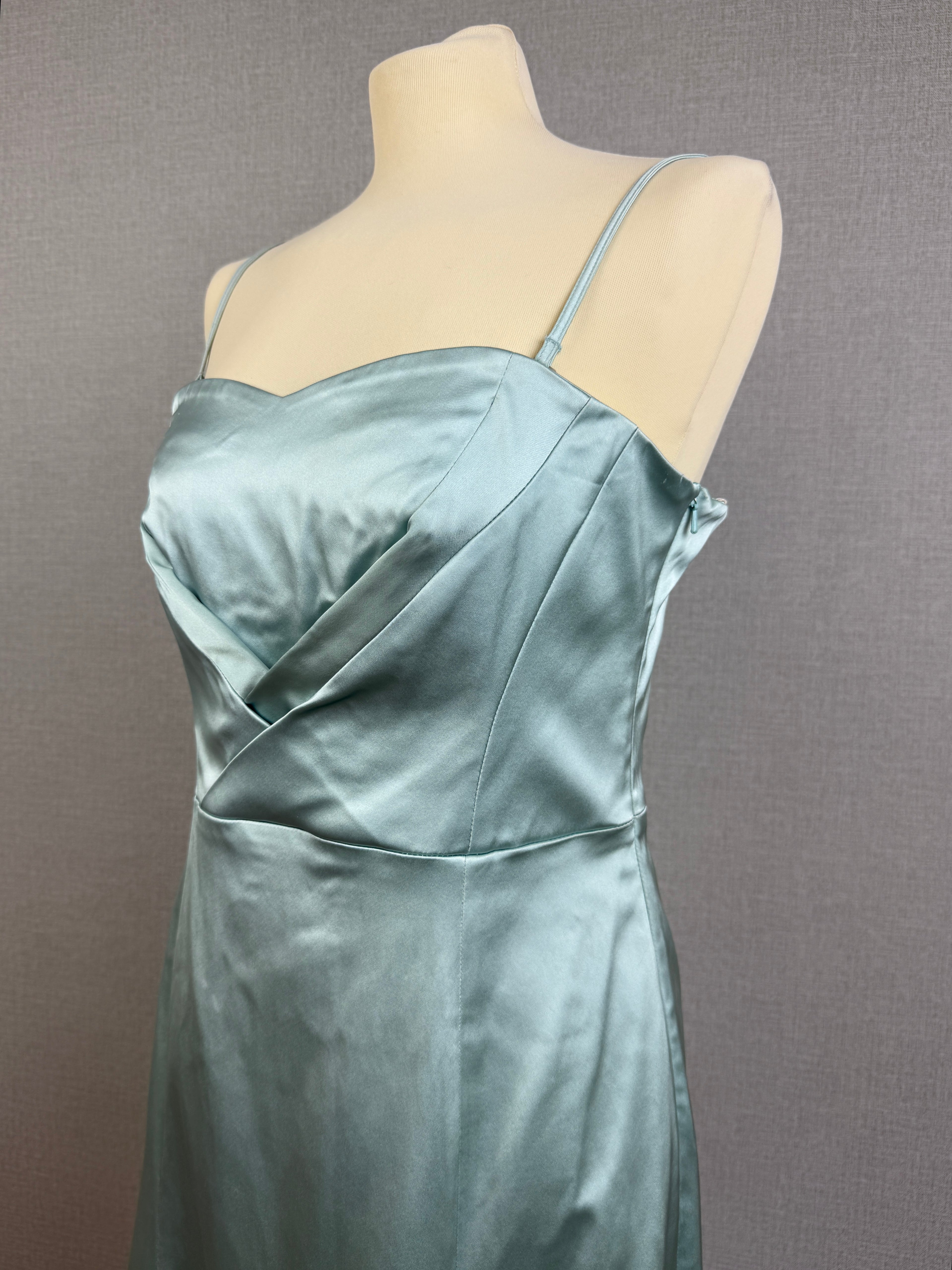 Karen Millen Mint Satin Midi Dress UK 14 – Preloved