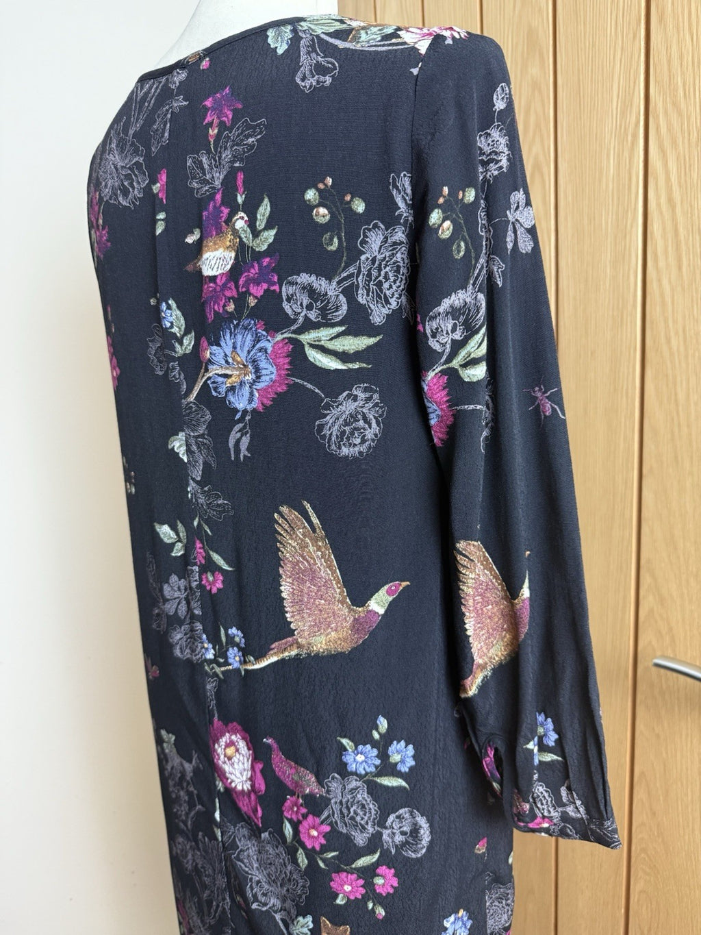 Joules Lyris Floaty Lined Black Woodland Floral Tunic Style Dress - Size 10
