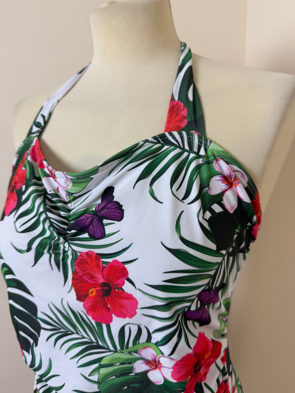 Tropical Floral Halterneck Swimsuit UK 16