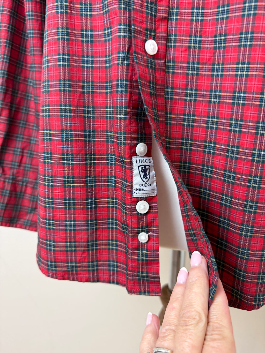 Lincs DC & Co Red Tartan Plaid Cotton Shirt Medium