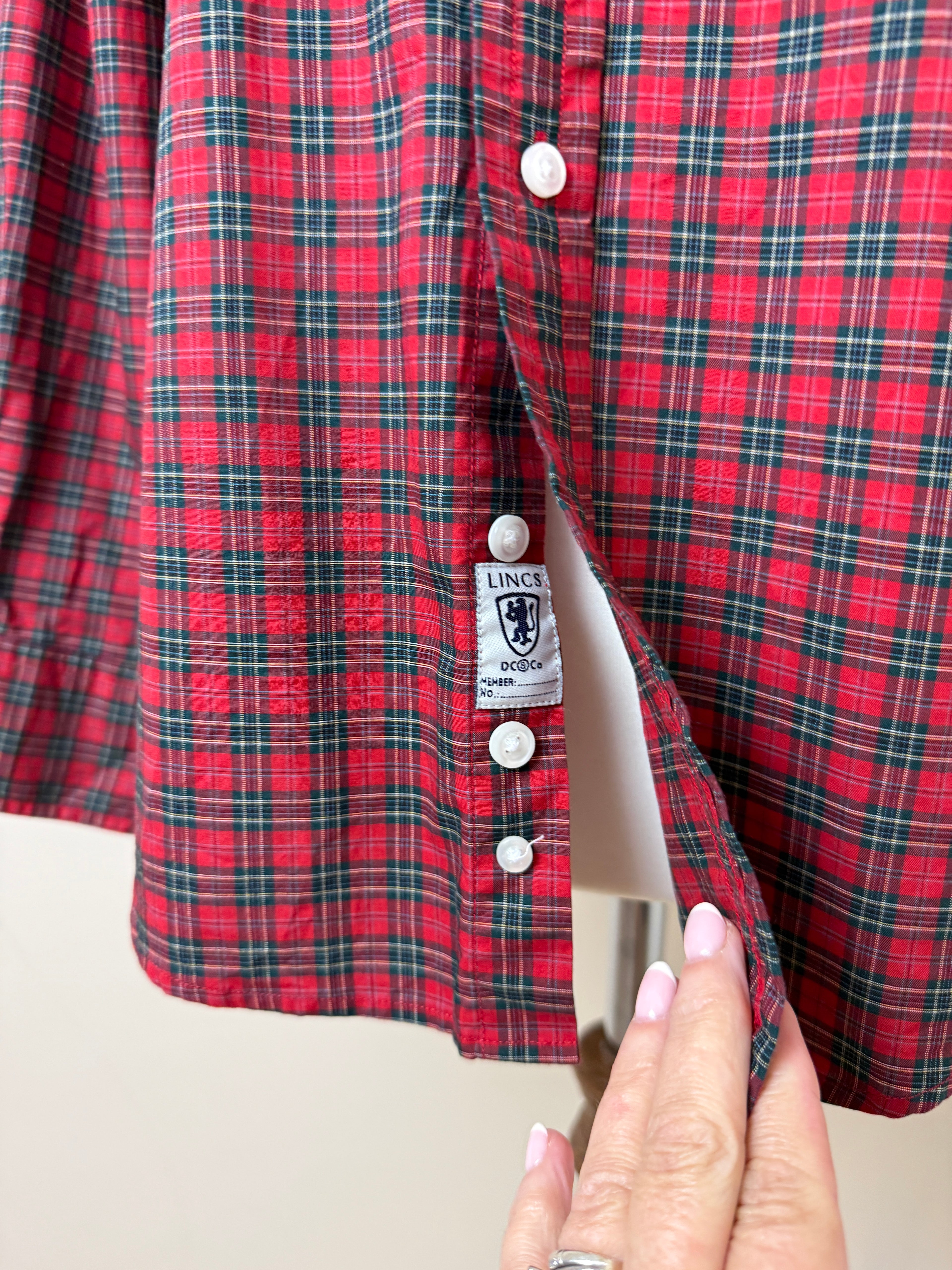 Lincs DC & Co Red Tartan Plaid Cotton Shirt Medium