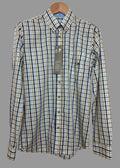 Baleno Check Shirt Blue Yellow White Cotton Button Down Long Sleeve Small BNWT