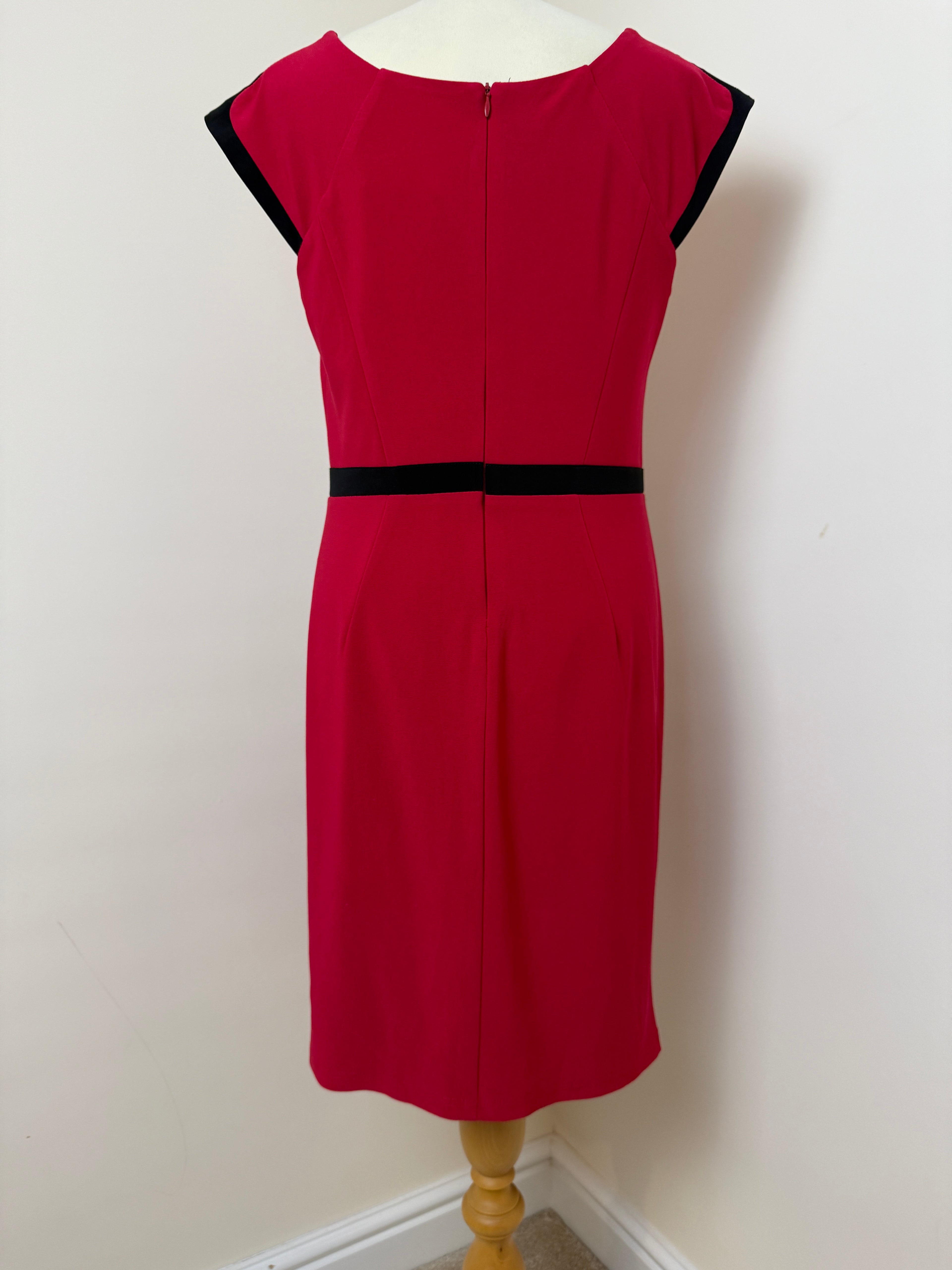 Joseph Ribkoff Red Black Zip Detail Pencil Dress UK14