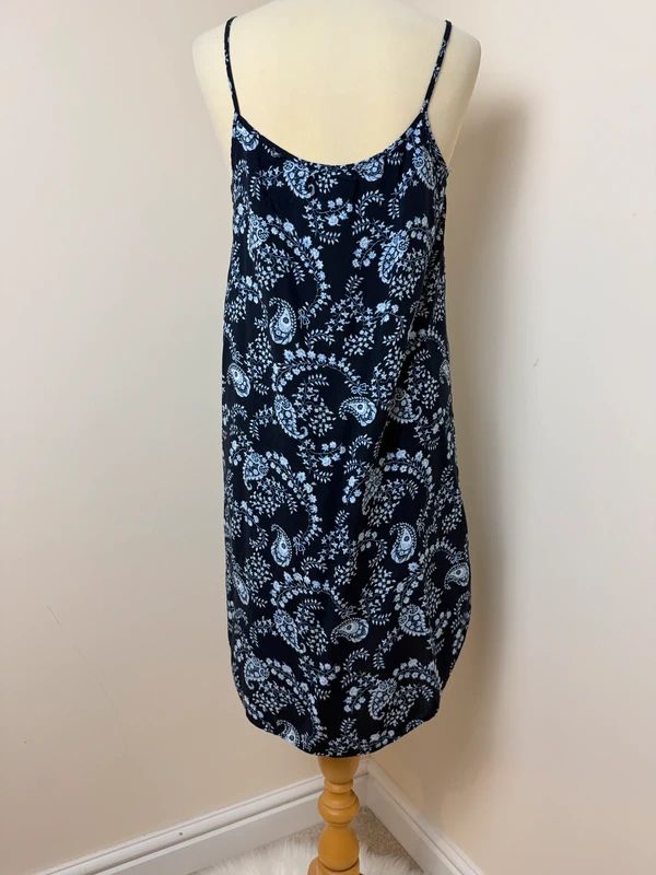 LOGG by H&M Navy Floral Paisley Tassel Neck Cover Up Dress UK6