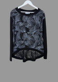 Joseph Ribkoff Black Grey Abstract Mesh Overlay Top UK14