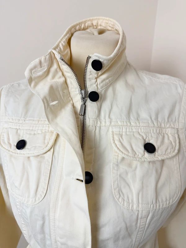 Barbour Lemon Cotton Utility Jacket Fitted Zip Stud Storm Flap UK10
