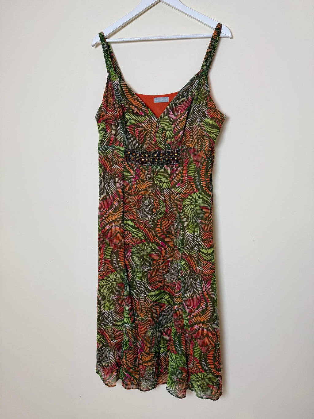 Per Una Tropical Beaded Midi Slip Dress UK18 Long Length