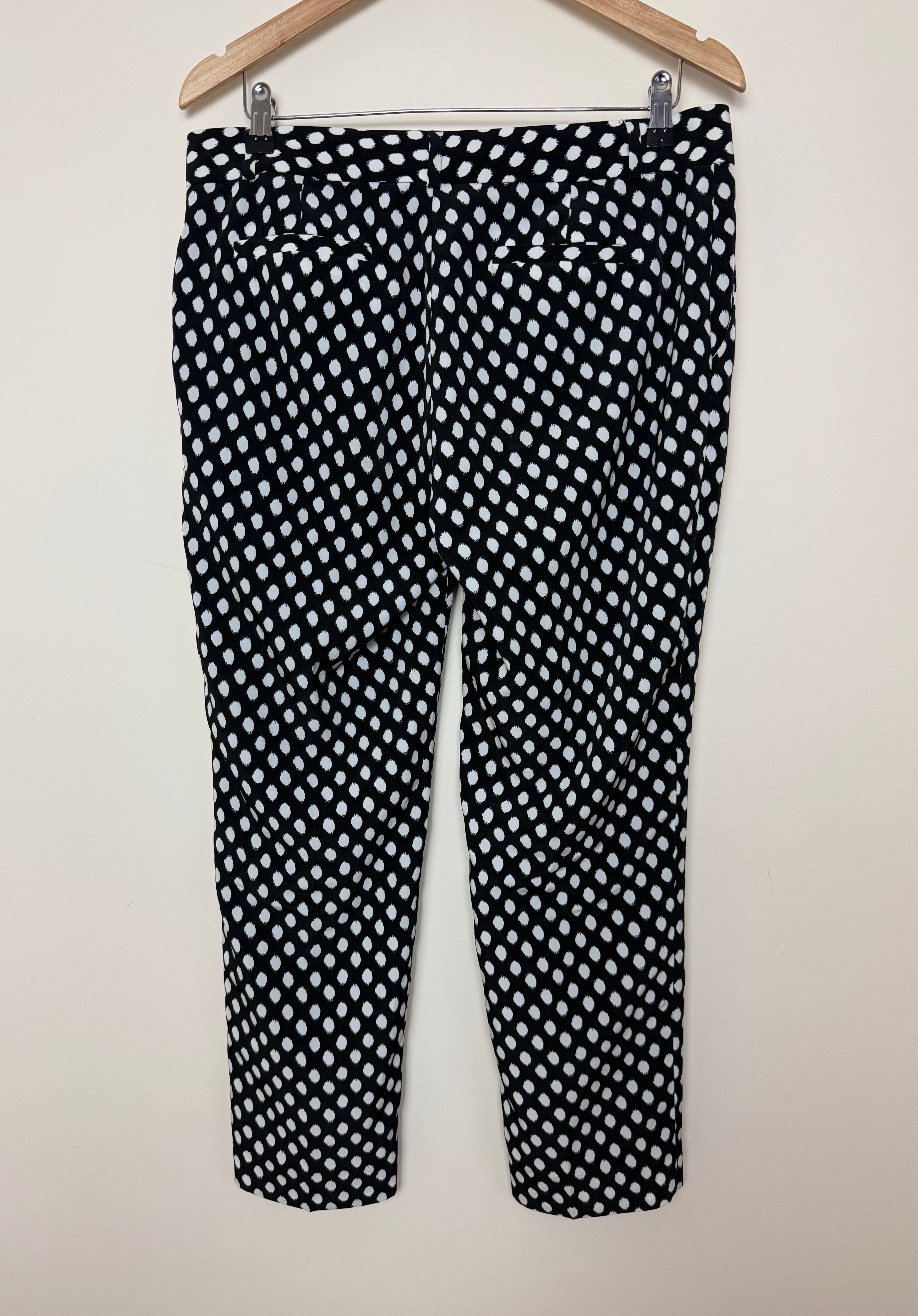 Banana Republic Black White Polka Dot Slim Fit Trousers UK12 Smart