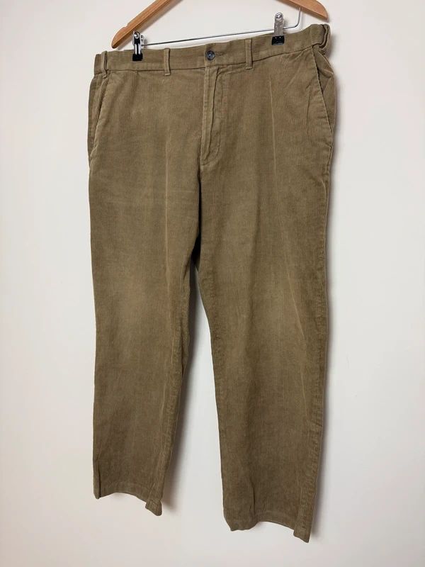 M&S Corduroy Trousers Camel Straight Leg Cotton Regular Fit W40 L29