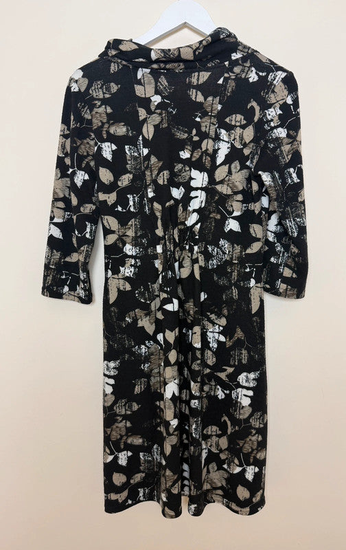 Roman Black Leaf Pattern Jersey Tunic Dress - UK10