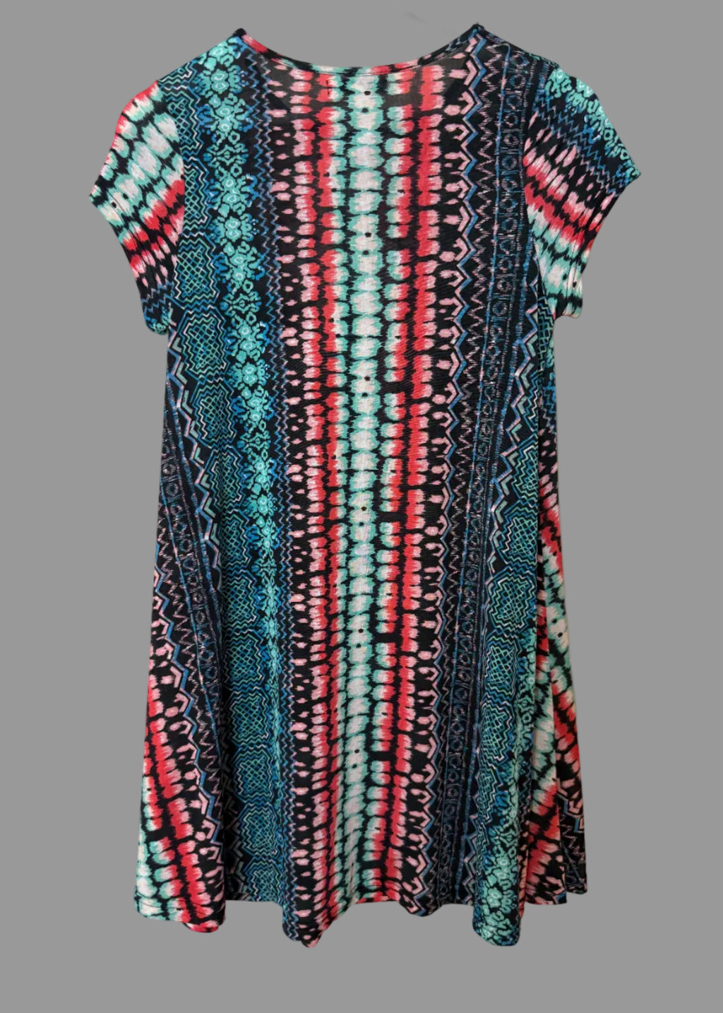 Glamorous Tribal Print Stretch Mini Dress XS Red Black Teal