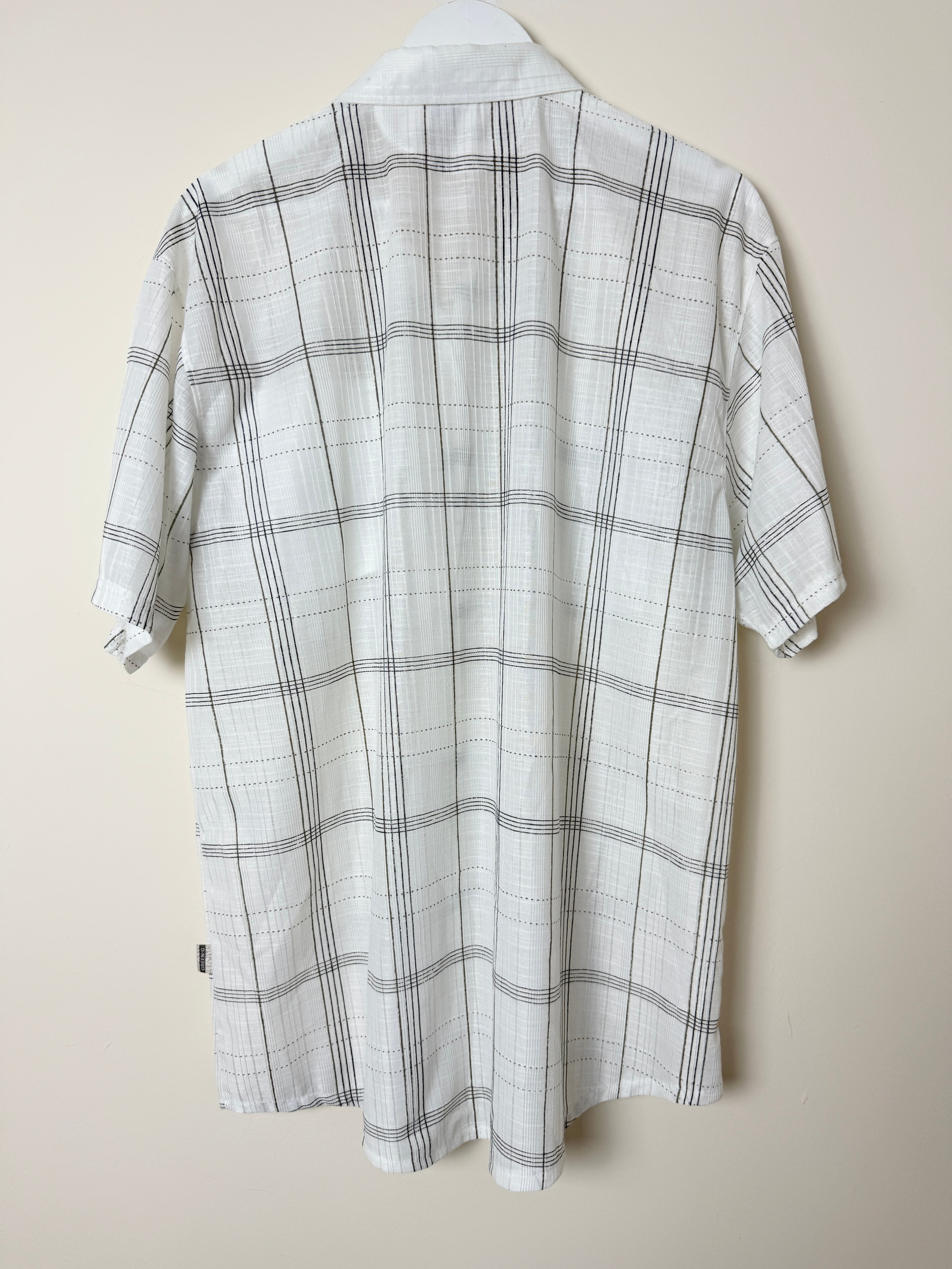 Green-G White Black Check Utility Shirt Mens XXXL