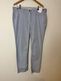 Per Una Navy Pinstripe Cotton Stretch Trousers UK18 Regular