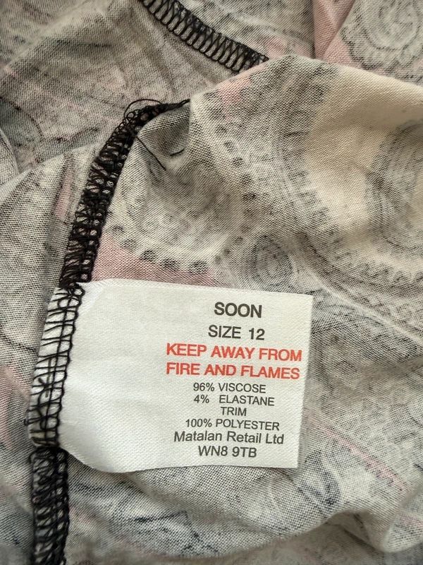 Soon Pink Paisley Wrap Style Stretch Midi Dress UK 12
