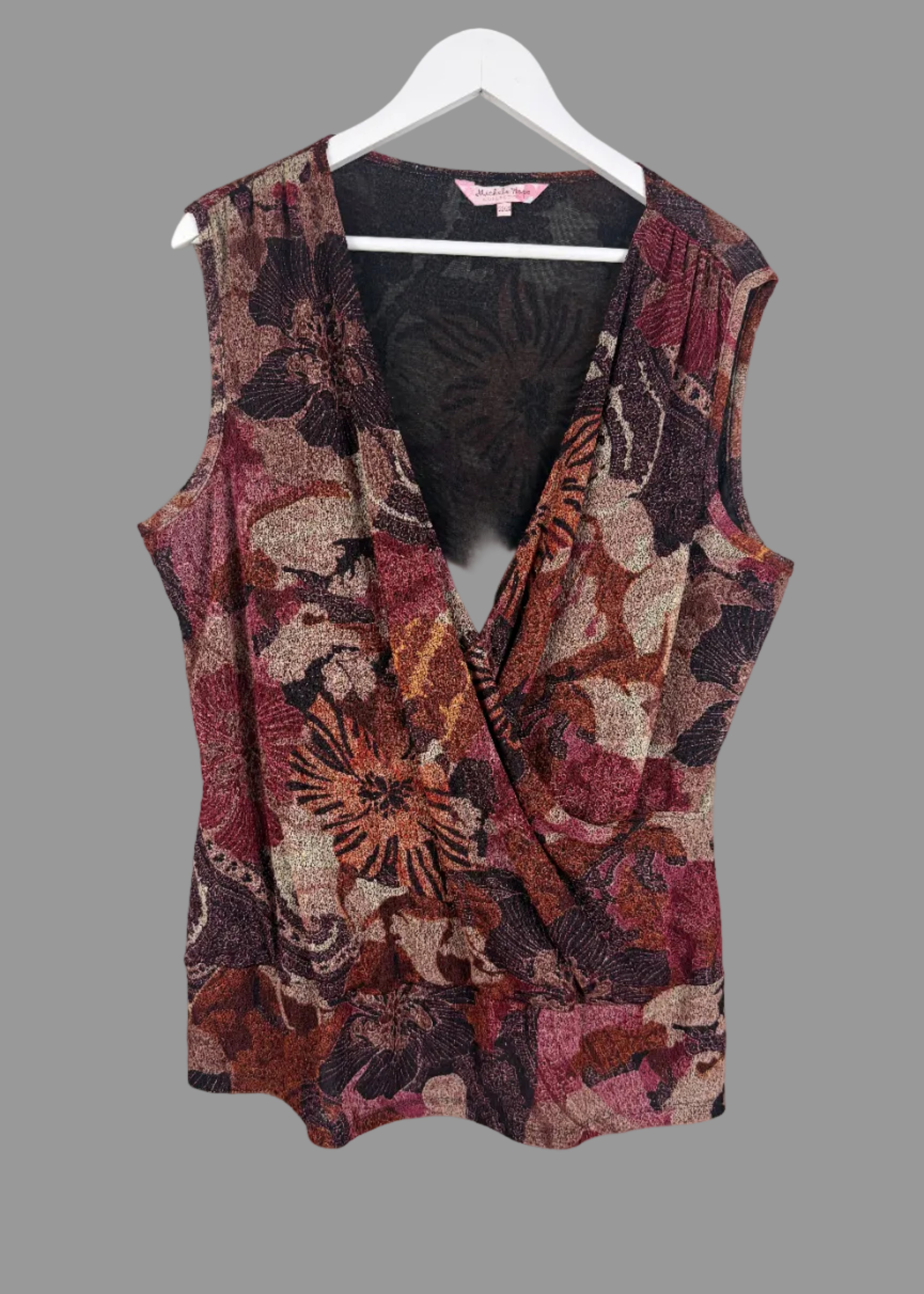 Michele Hope Collection Floral Wrap Effect Sleeveless Top UK 22/24 - Preloved