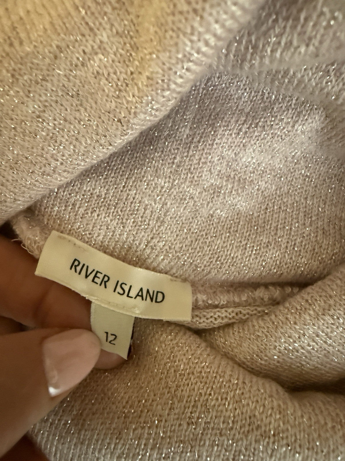 River Island Rose Pink Shimmer Sleeveless Turtle Neck Top - UK12