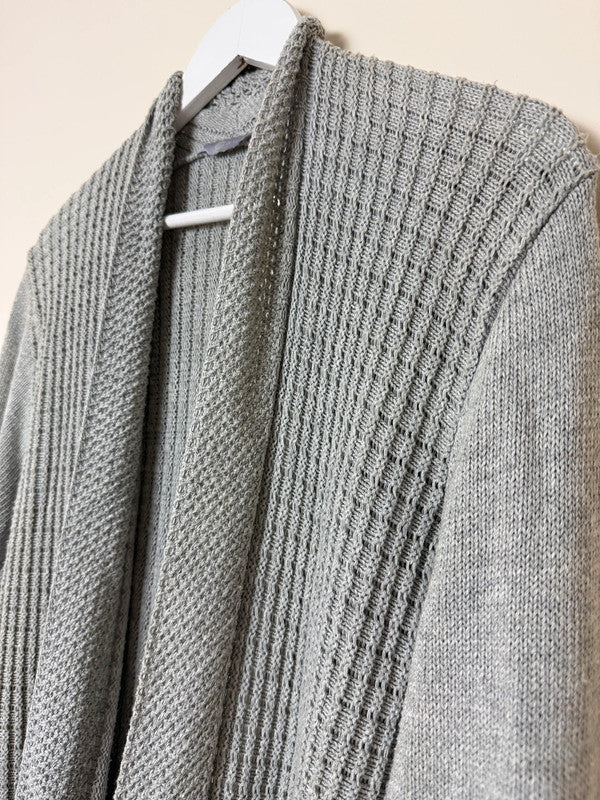 Mia Moda Light Grey Chunky Knit Waterfall Cardigan - Medium