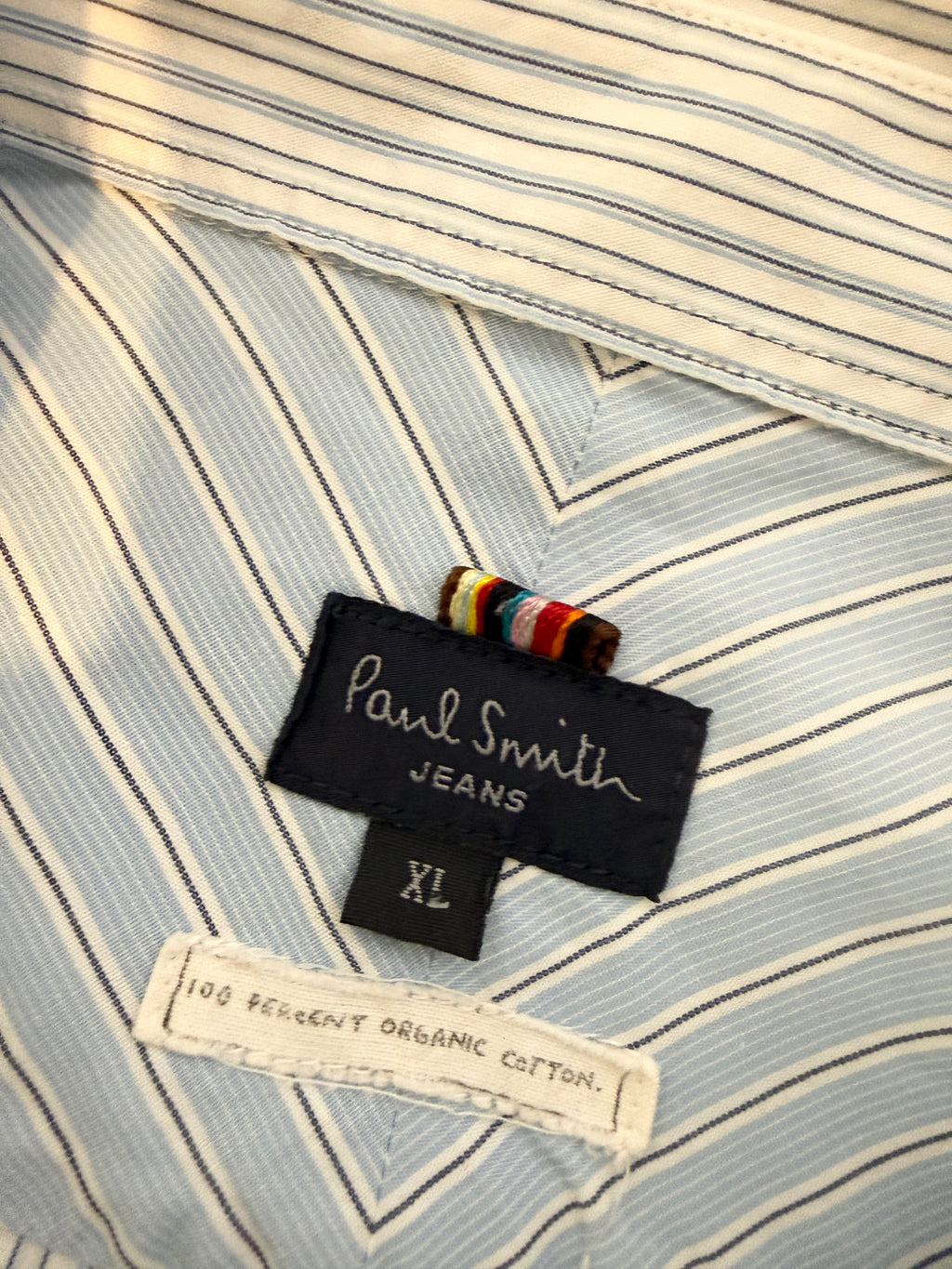 Paul Smith Jeans Blue White Striped Cotton Shirt Mens XL