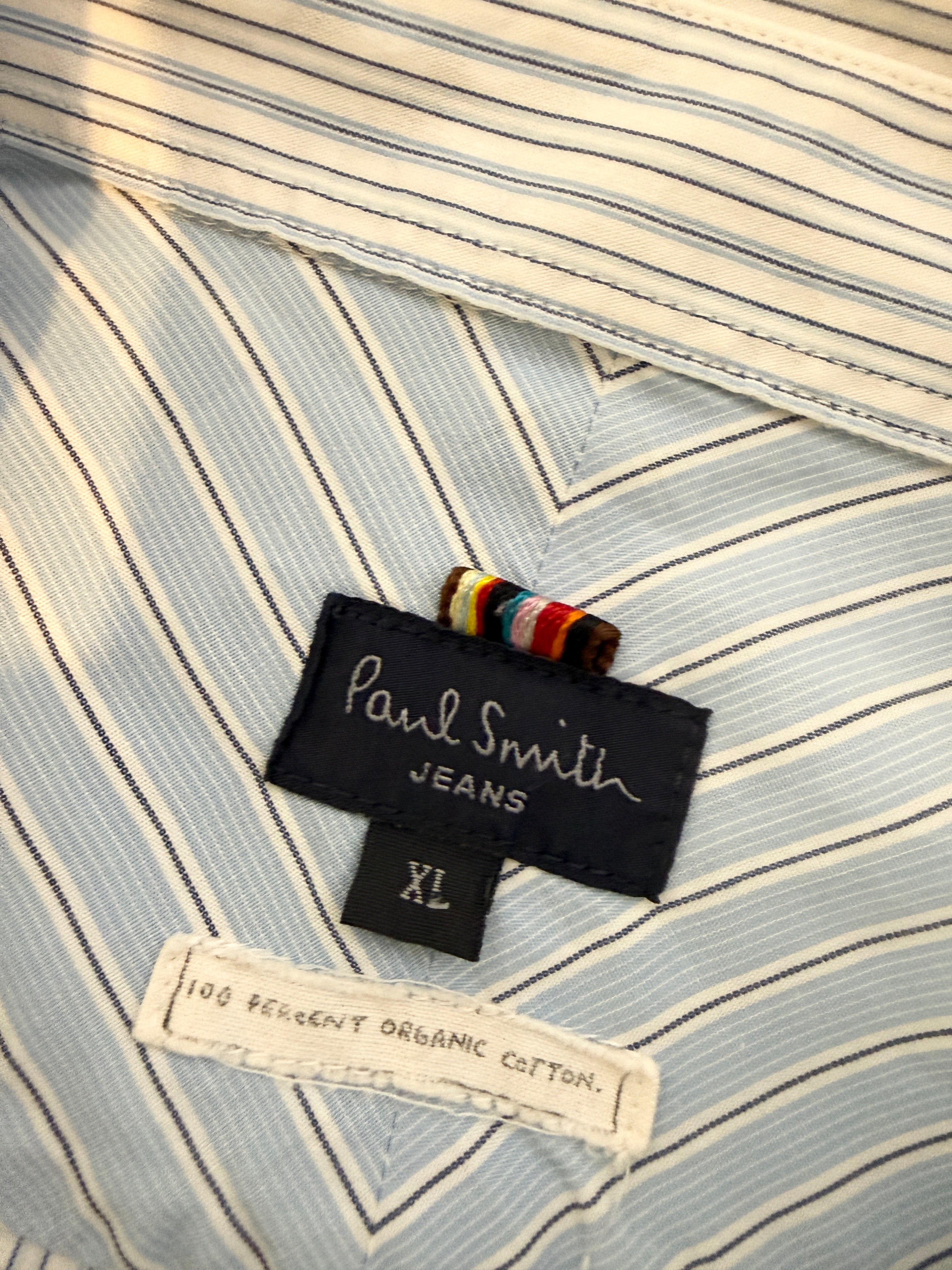 Paul Smith Jeans Blue White Striped Cotton Shirt Mens XL