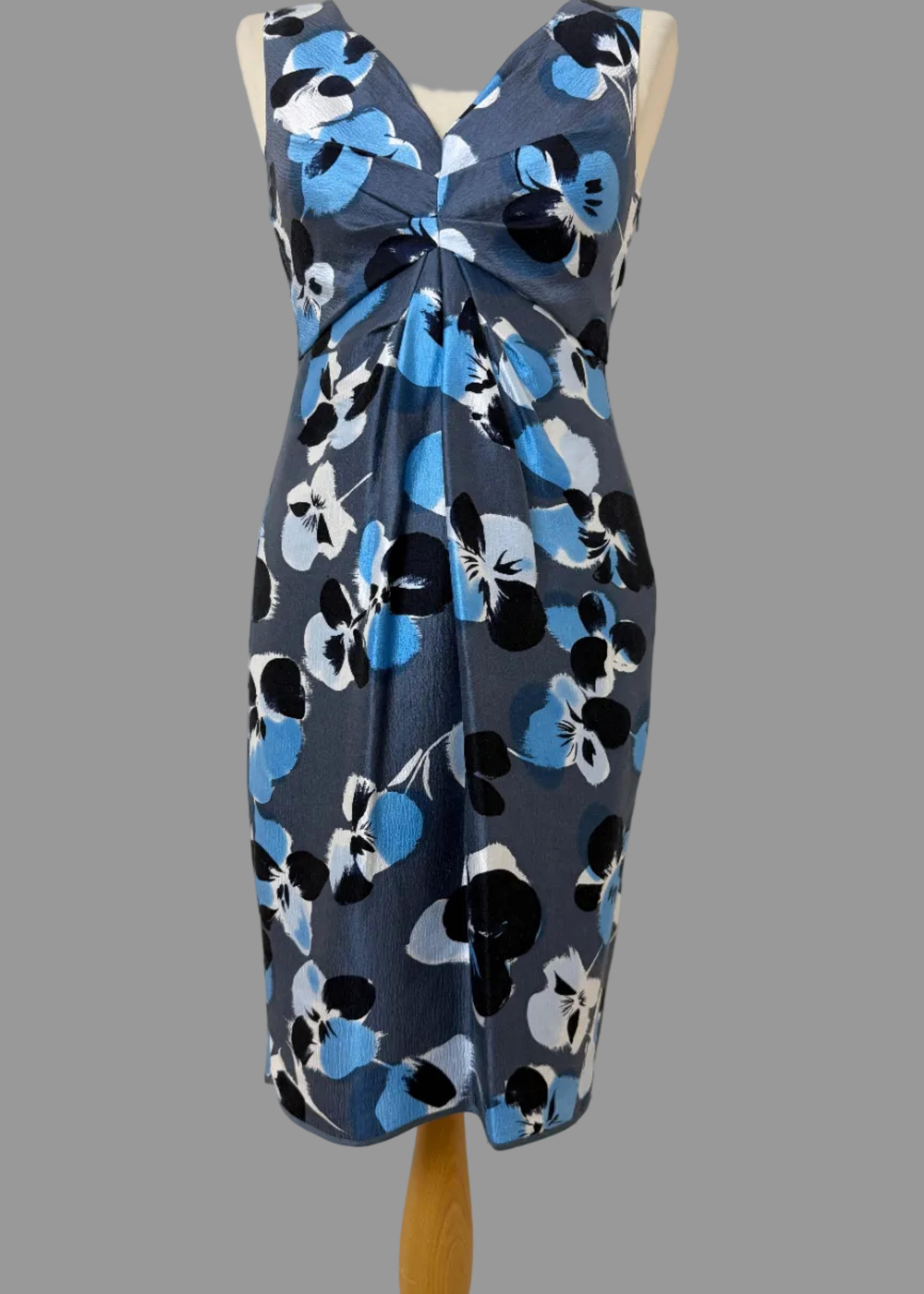 Fenn Wright Manson Petite Petuna Silk Blend Dress UK10 Floral Sheath V-Neck