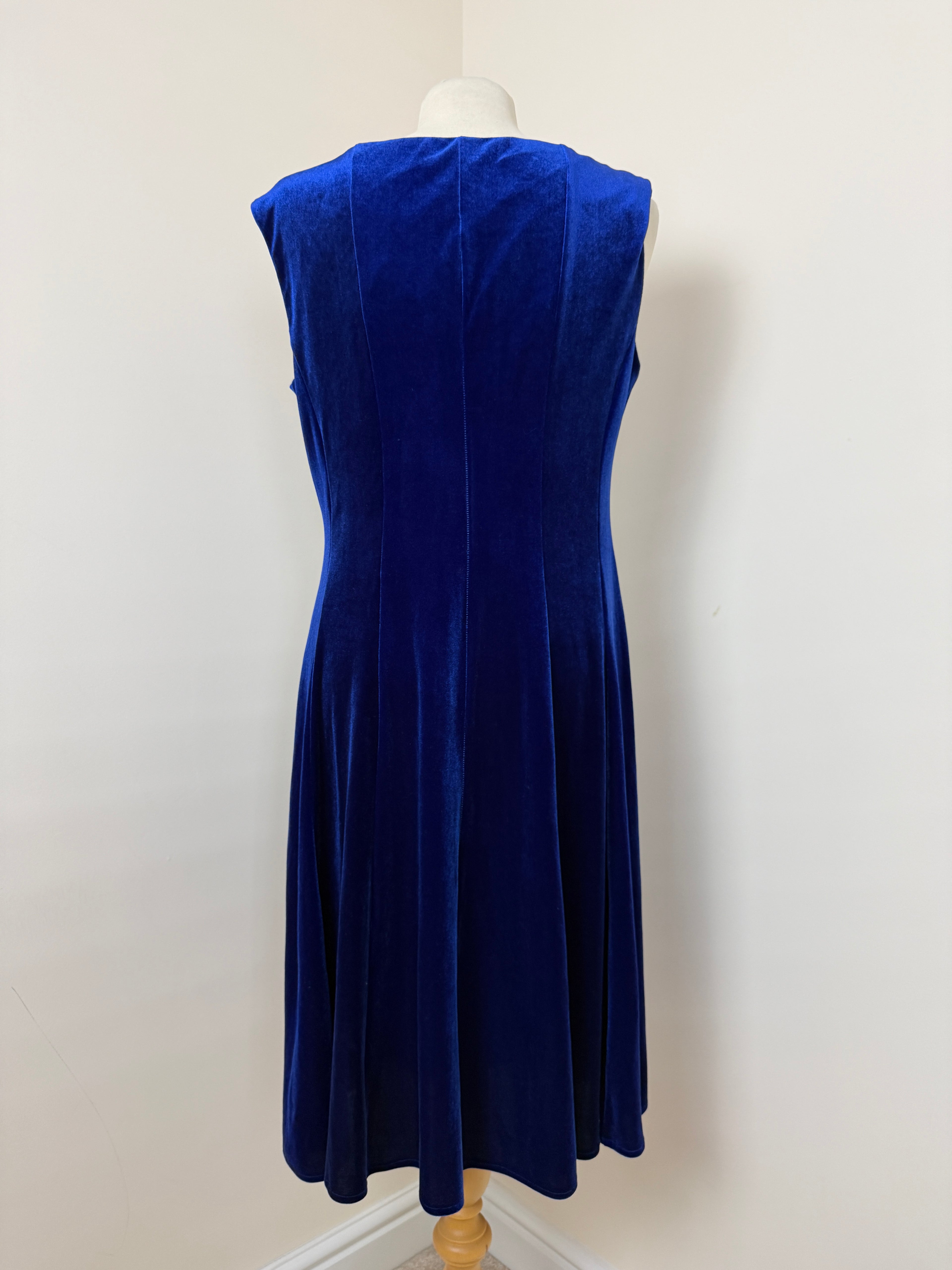 Roman Originals Royal Blue Velvet Fit Flare Midi Dress UK14