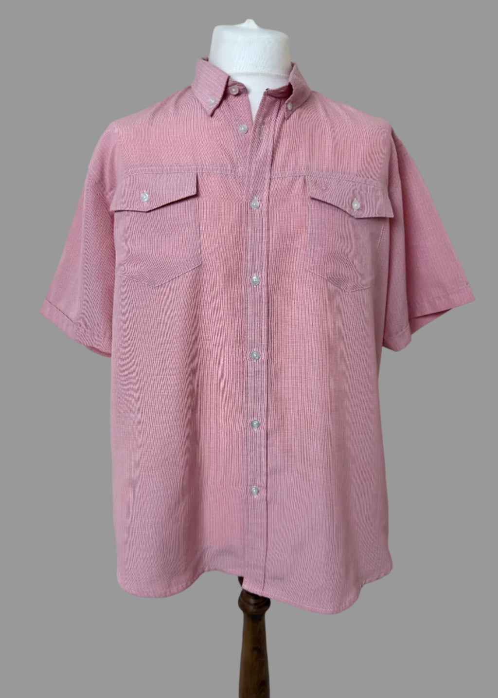 Lincoln Pink Micro Check Short Sleeve Shirt Mens XL