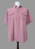 Lincoln Pink Micro Check Short Sleeve Shirt Mens XL