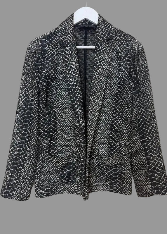 River Island Black Snakeskin Effect Lace Knit Blazer - UK10