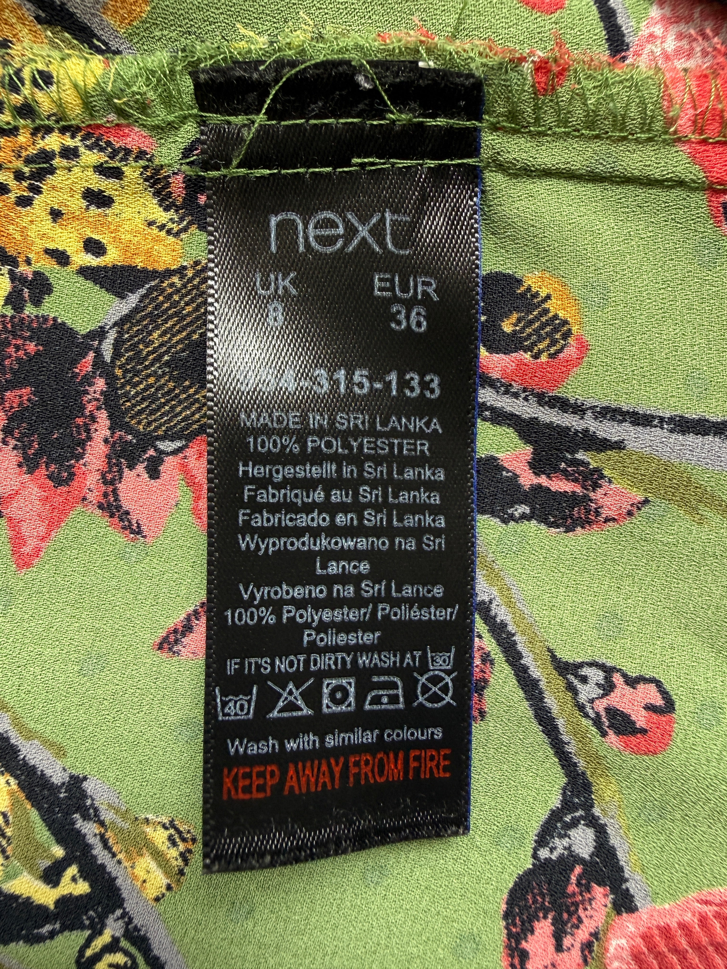 Next Green Botanical Floral Sleeveless Blouse Top UK 8