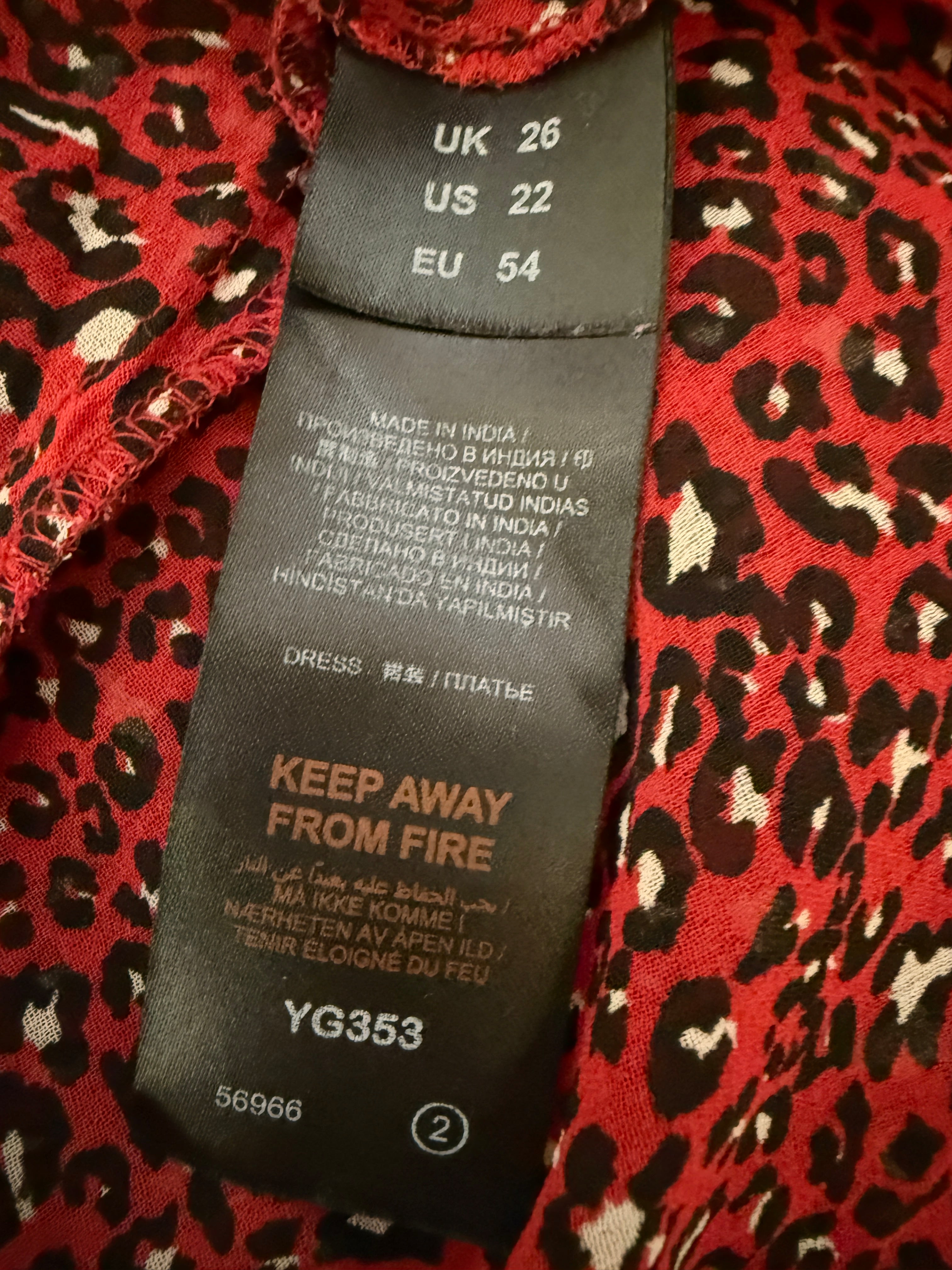 Joe Browns Red Leopard Print Sheer Maxi Cover Up Dress UK 26