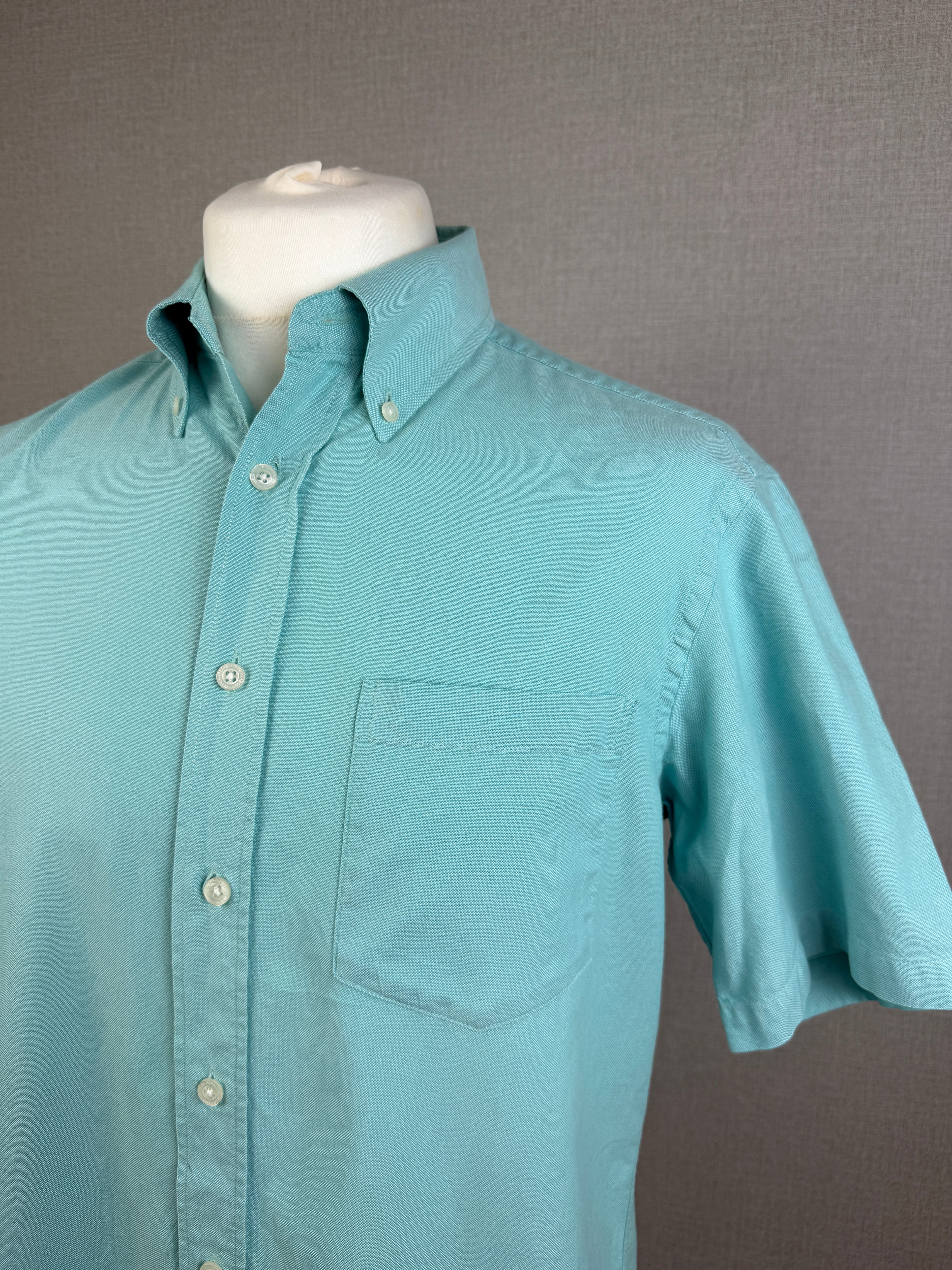 M&S Blue Harbour Aqua Oxford Cotton Short Sleeve Shirt Medium