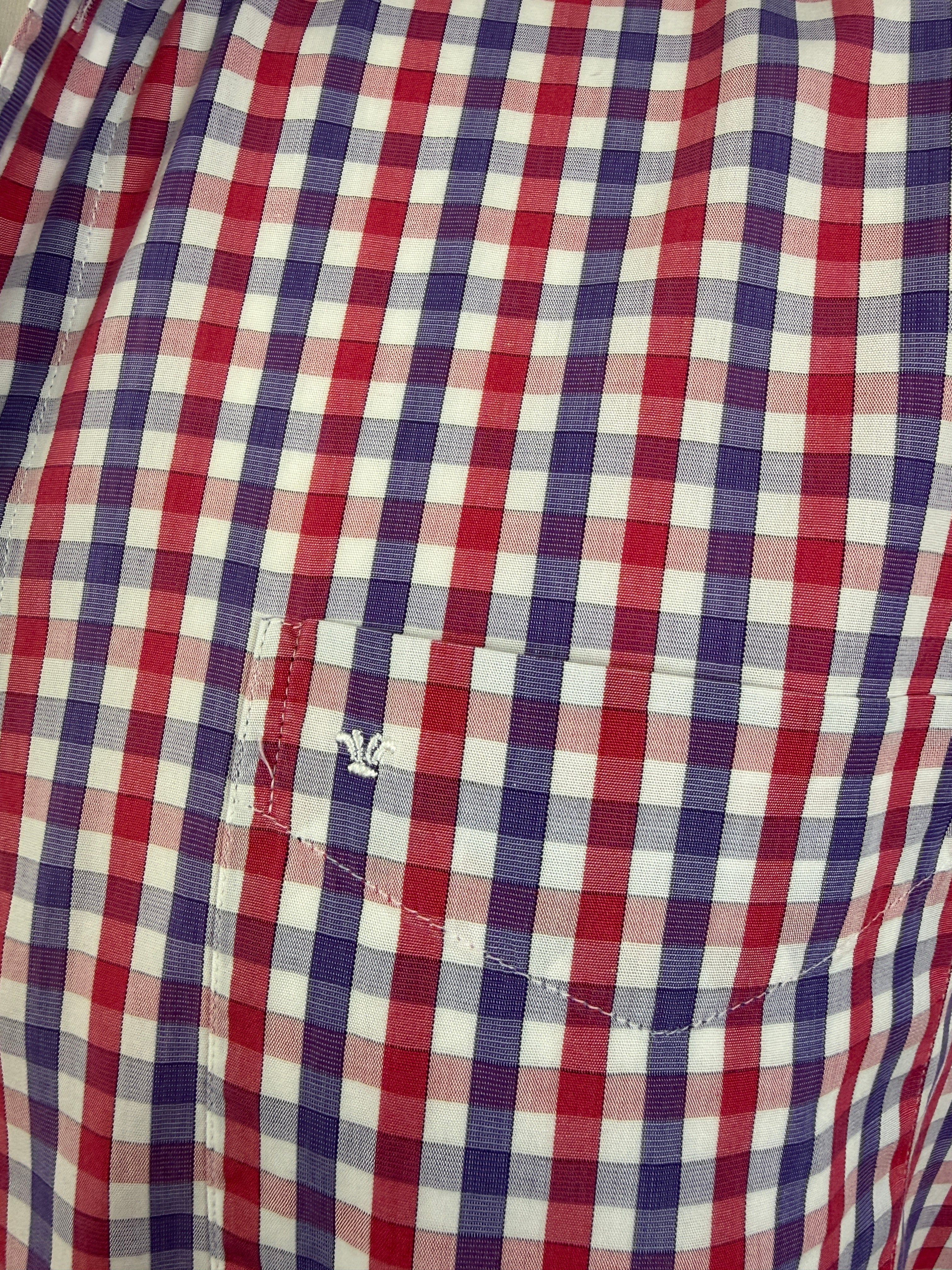 Seidensticker Sports Red Blue Checked Cotton Short Sleeve Shirt Medium