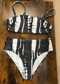 SHEIN Black White Abstract Print Bikini Set UK 16 XL High Waist Swimwear