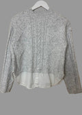 George Grey Layered Sweater XS Cable Knit Mock Shirt Chunky Knit