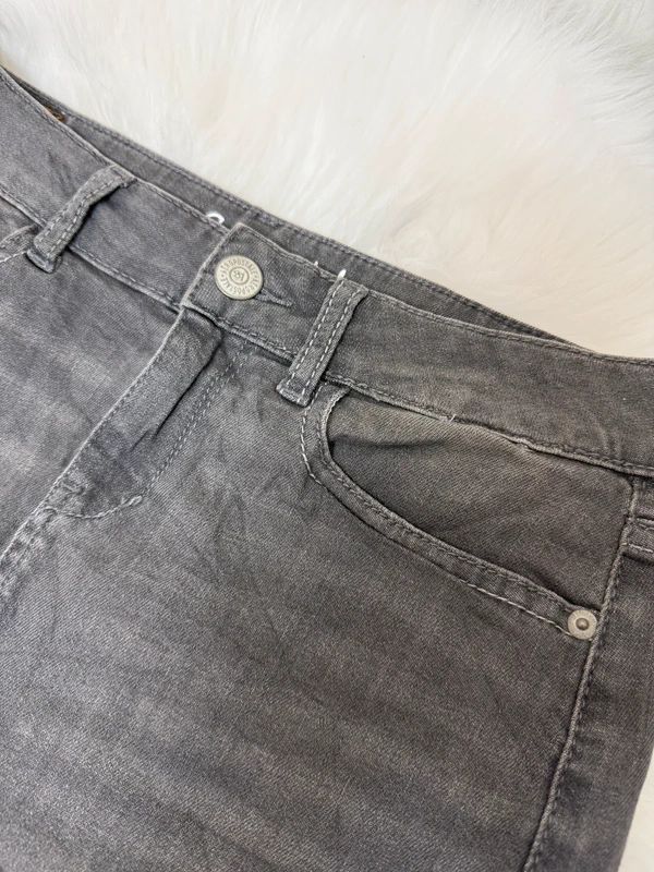 Aeropostale Grey Denim Micro Mini Skirt Y2K Low Rise Embroidered Pockets UK8