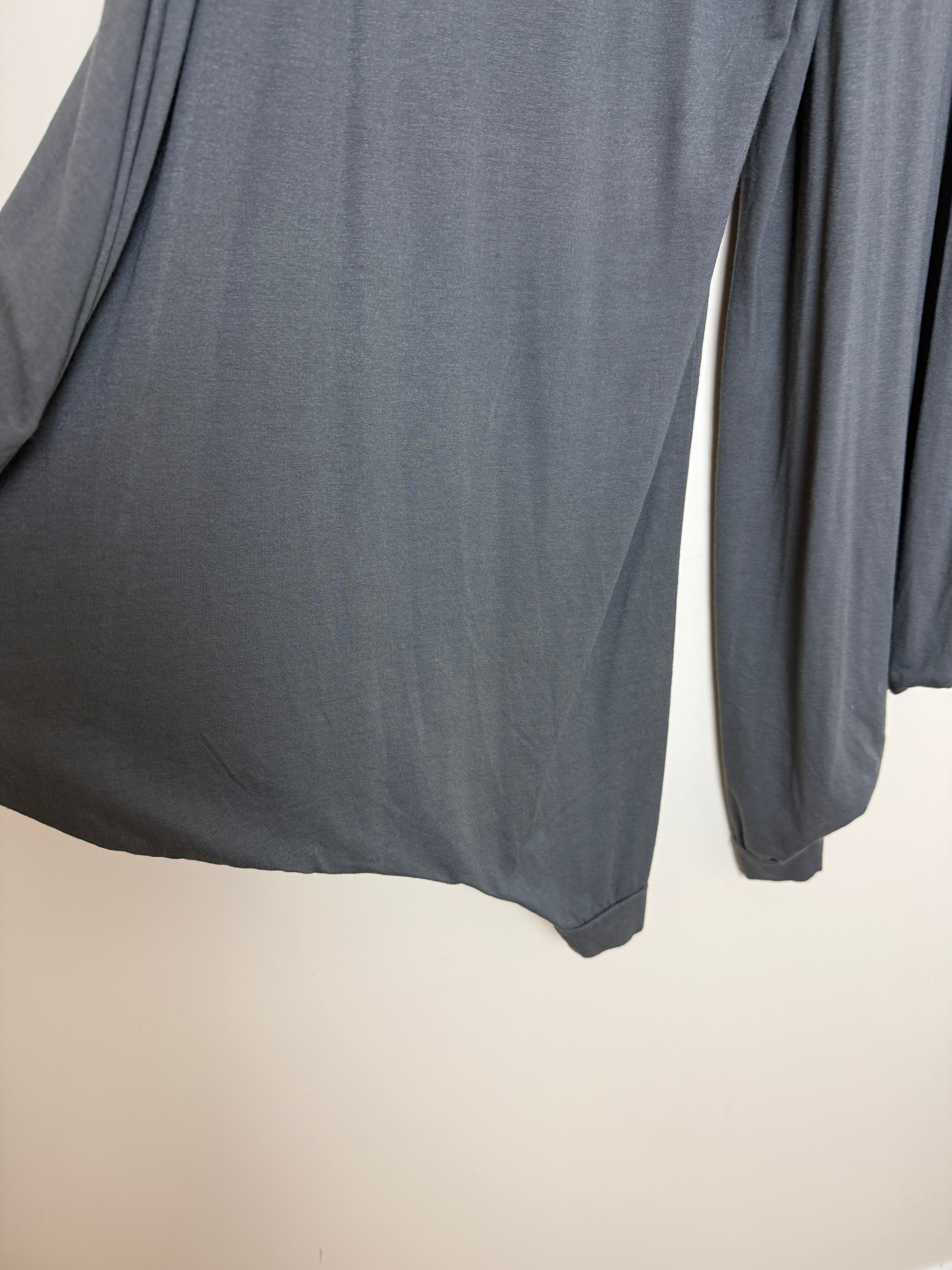 Made In Italy Grey Draped Wide Leg Harem Trousers One Size