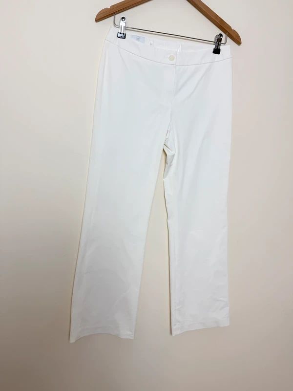 Madeleine White Tailored Trousers UK10 Smart Dress Pants Straight Leg
