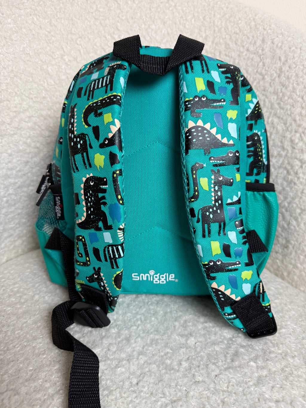 Smiggle Teeny Tiny Backpack Teal Dinosaur Animal Print Kids BNWOT