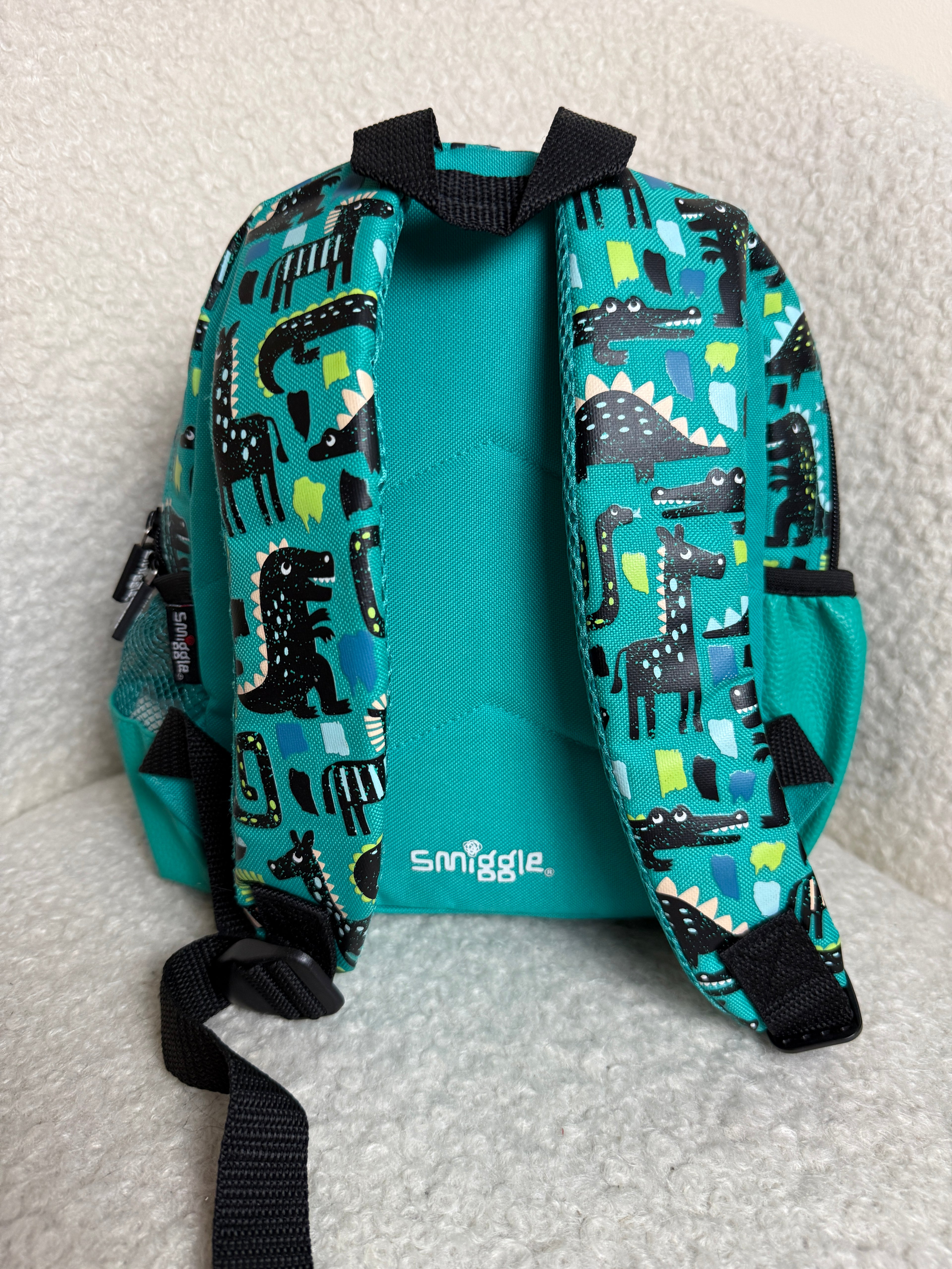 Smiggle Teeny Tiny Backpack Teal Dinosaur Animal Print Kids BNWOT