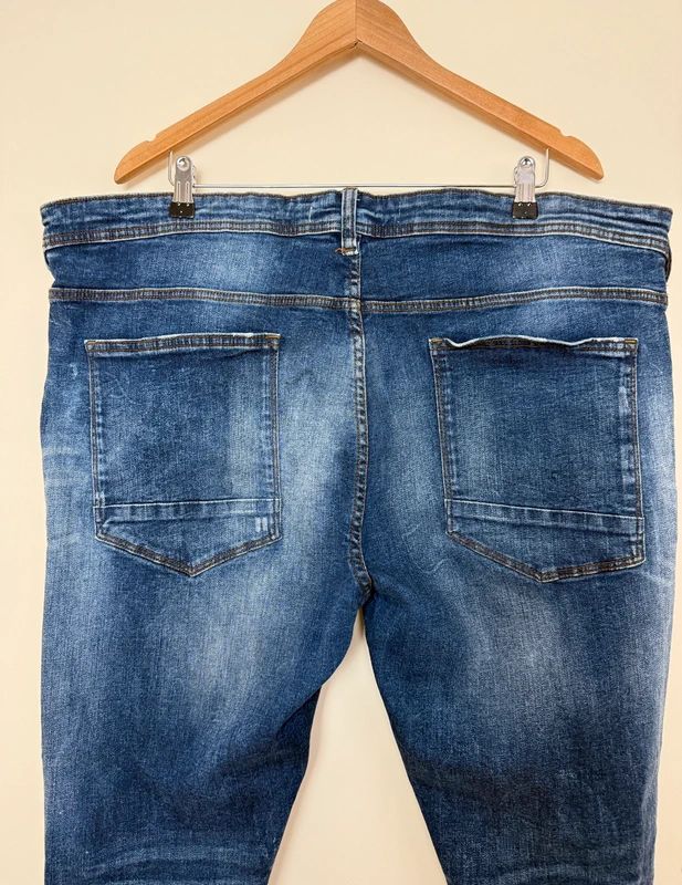 Burton Dark Wash Distressed Skinny Jeans Stretch Ripped W48 L30