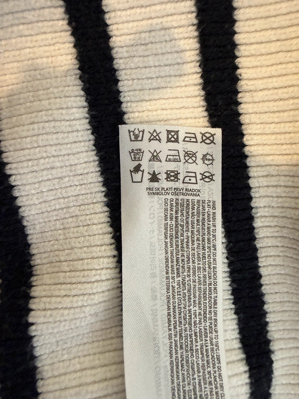 Mango White Black Striped Oversized Ribbed Jumper - Small
