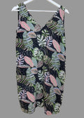 Next Linen Blend Tropical Print Shift Dress UK 10 Petite Loose Fit