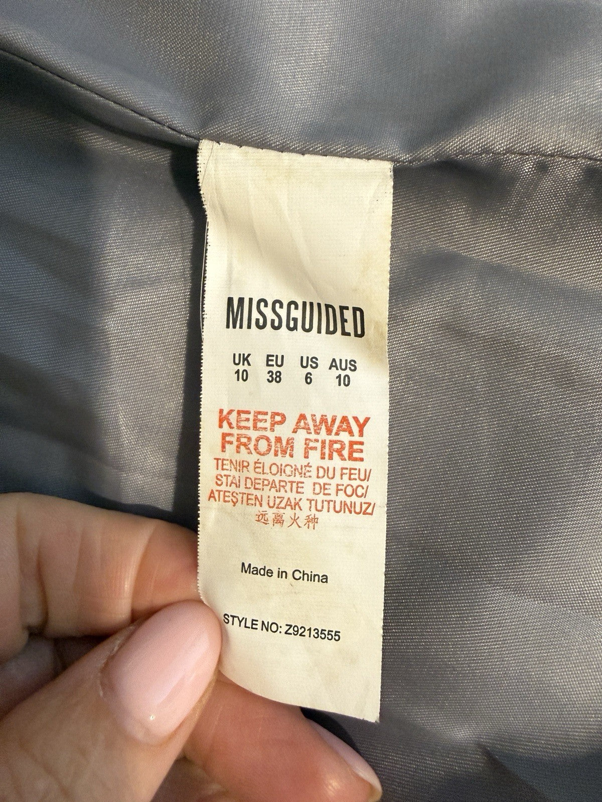 Missguided Grey Mid Length Lined Winter Coat UK10 Petite