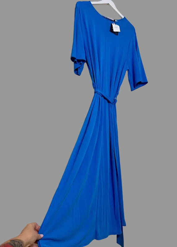 John Lewis BNWT Mid Blue Belted Jersey Dress - UK18