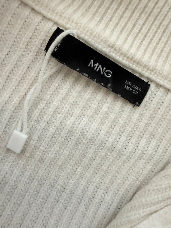 Mango White Black Striped Oversized Ribbed Jumper - Small