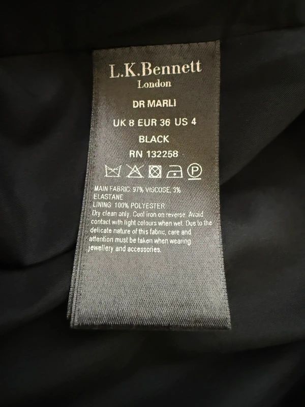 LK Bennett Marli Navy Blue Floral Print Dress with Ruched Waist – Occasion Smart Lined, UK 8, VGC