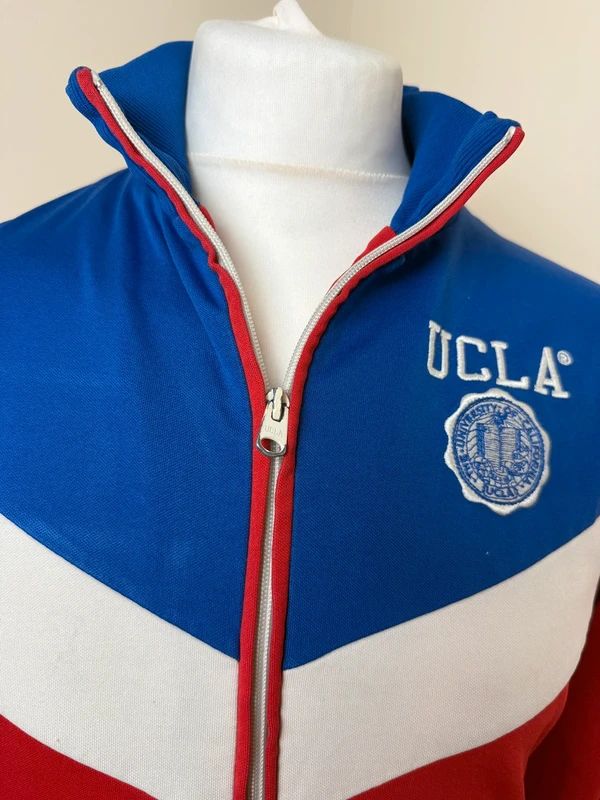 UCLA Red White Blue Colour Block Track Jacket Retro Full Zip Medium