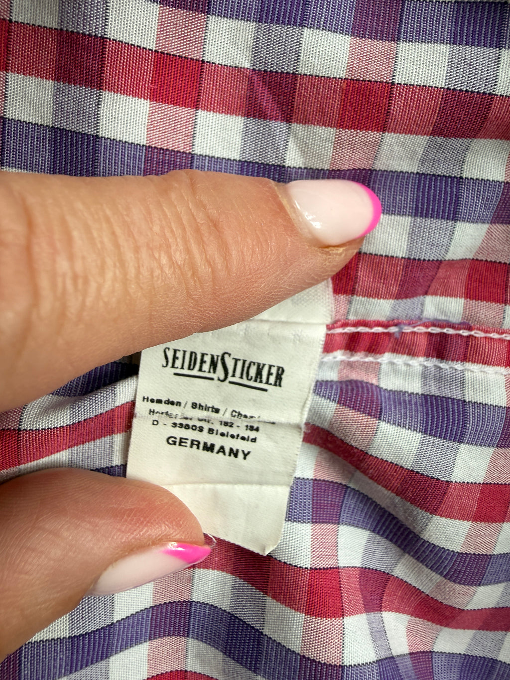 Seidensticker Sports Red Blue Checked Cotton Short Sleeve Shirt Medium